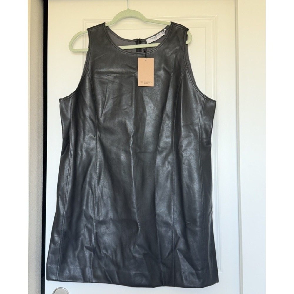 NWT MM LaFleur The Chloe Dress - Vegan Leather black Shift Dress Size 18 - Picture 2 of 5